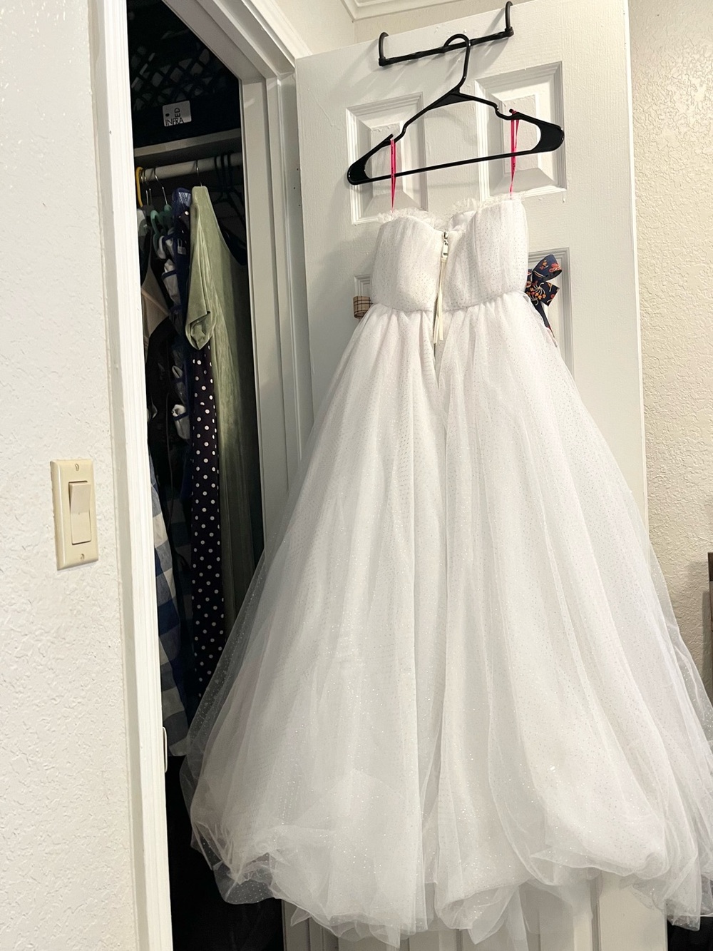 Betsey Johnson White Tulle Ball Gown with Pink Straps NWT
